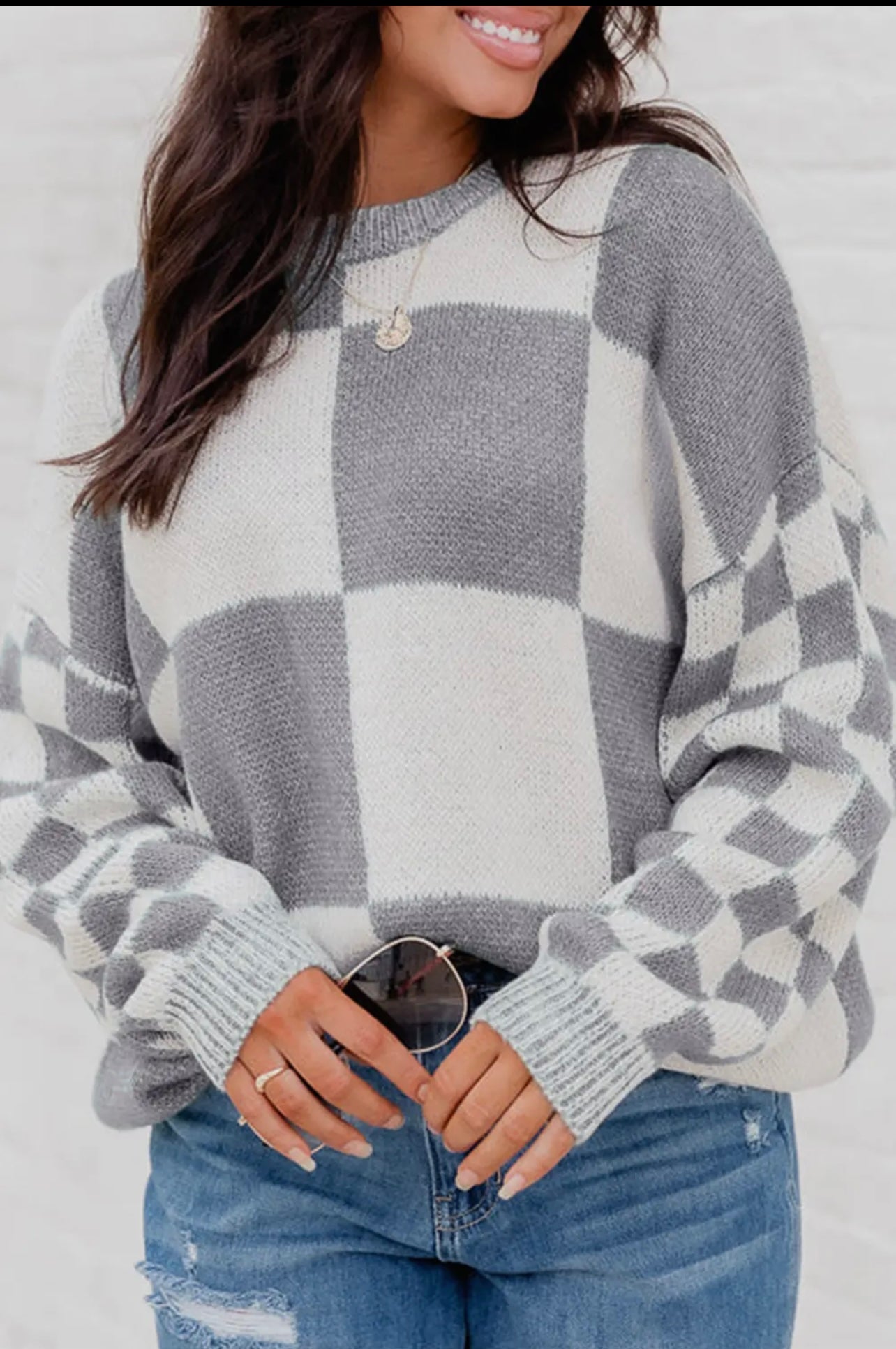 Checkered Print Sweater