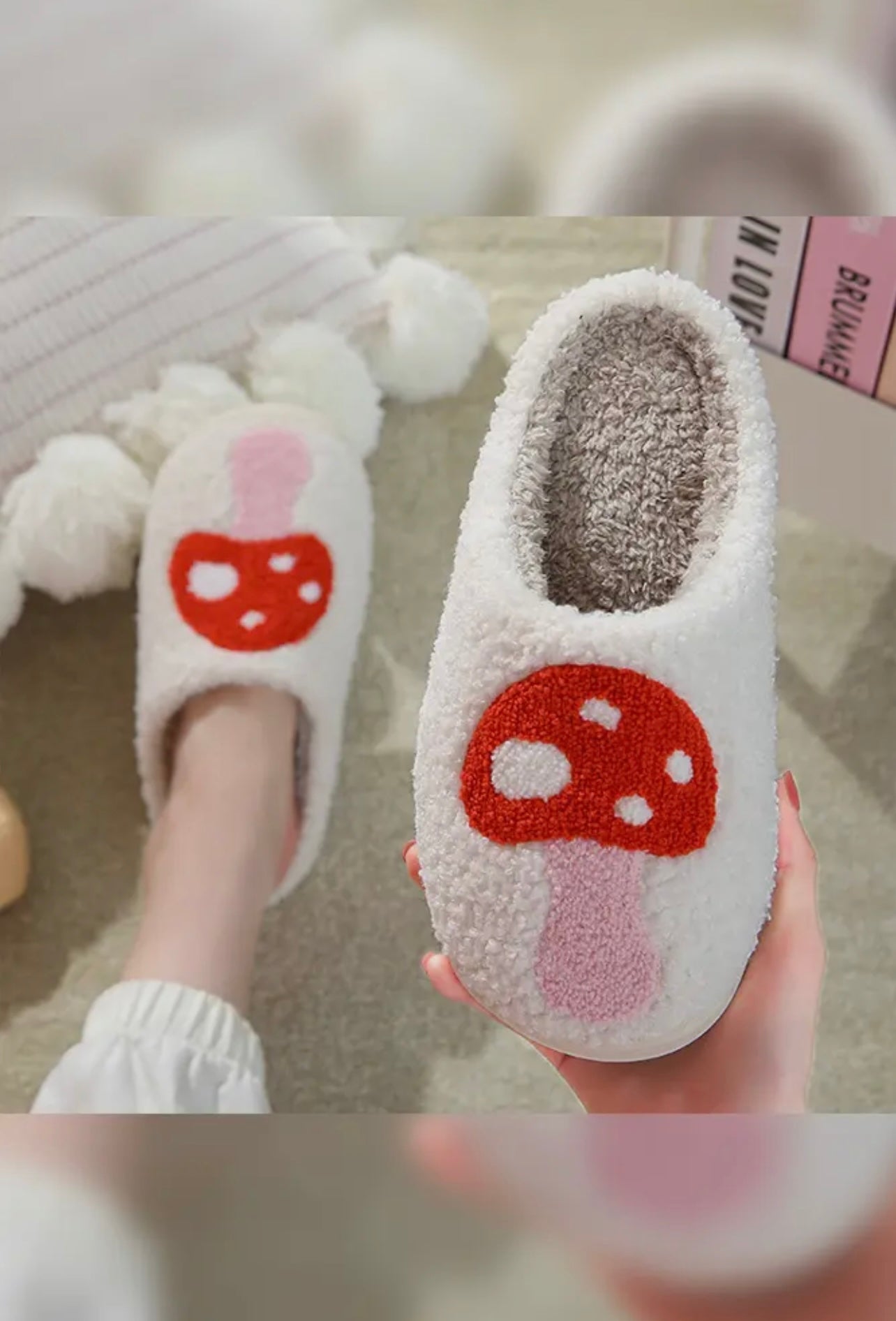 Fluffy Mushroom Slippers