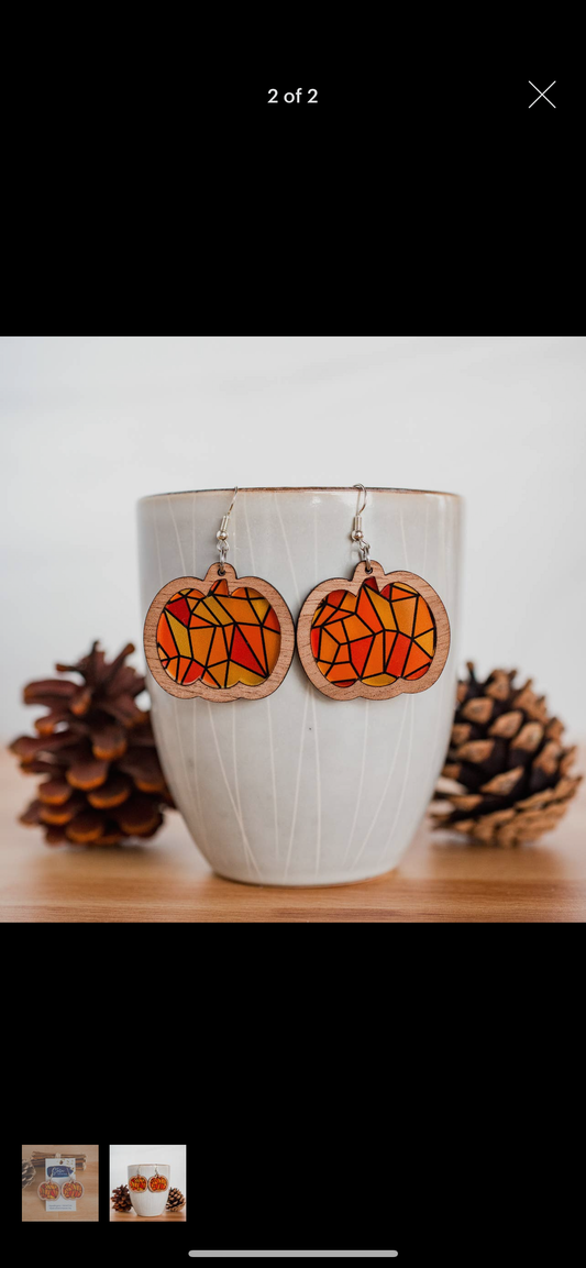 Stained Glass Pumpkin Dangles