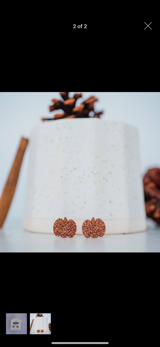 Mini Pumpkin Glitter Studs