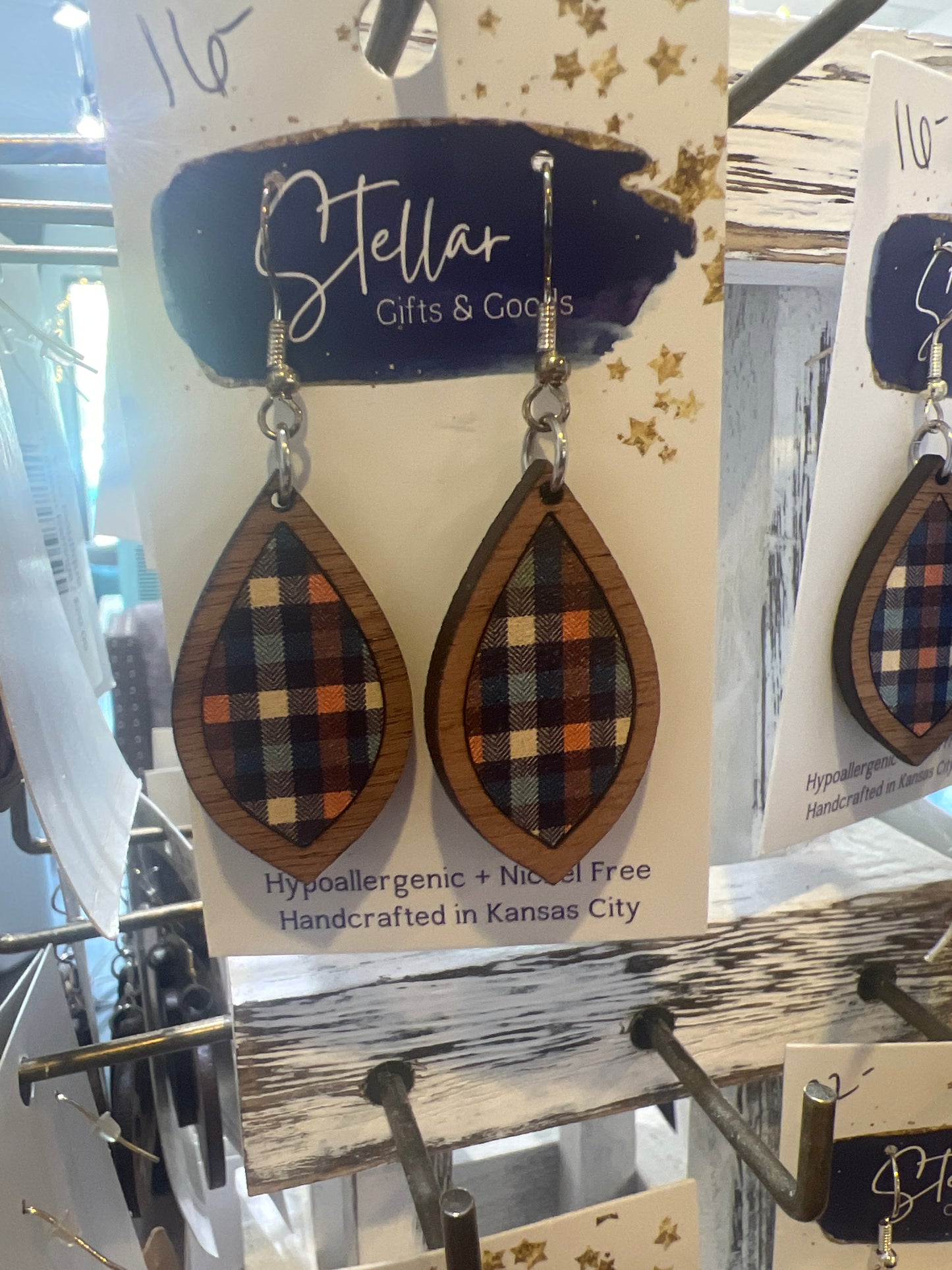 Plaid Teardrop Earrings