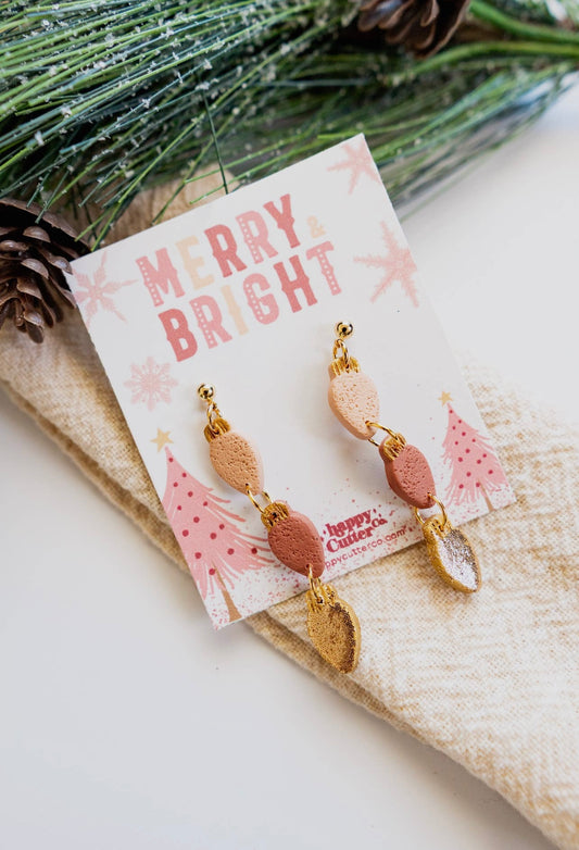 Pink Christmas Lights Earrings