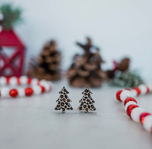 Micro Leopard Christmas Tree Studs