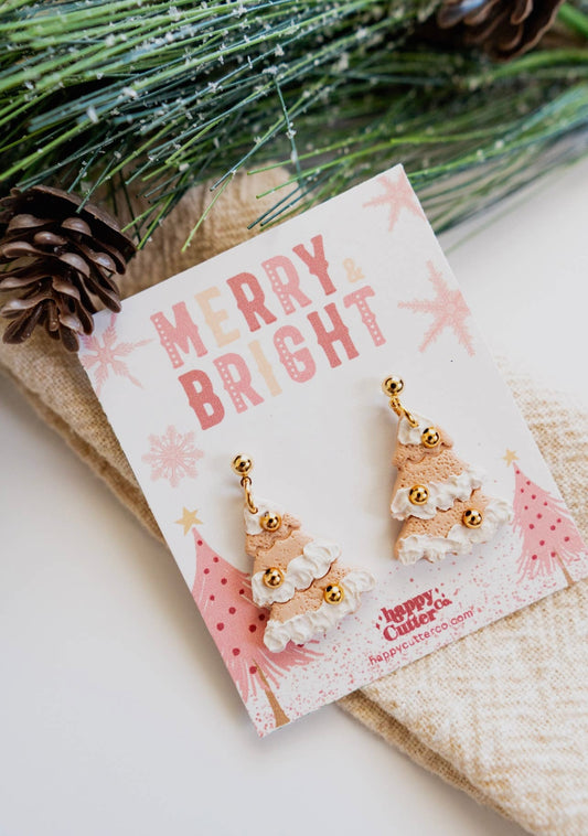 Pink Tree Earrings