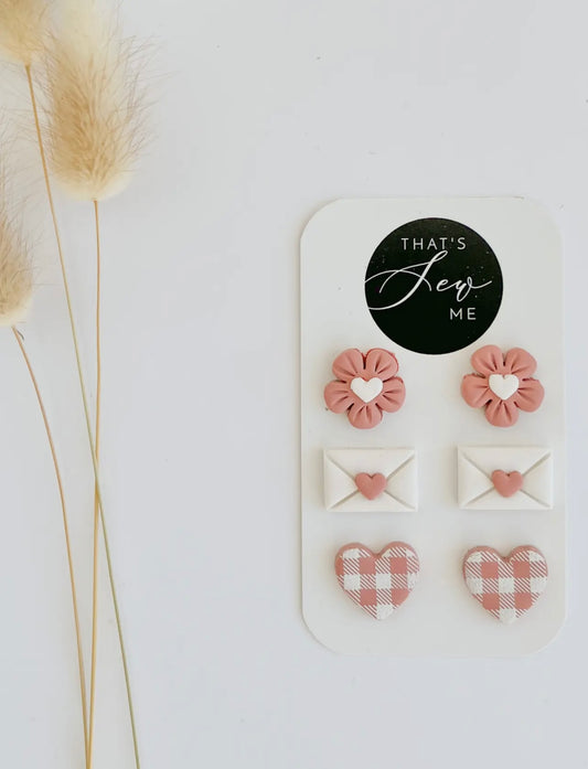 Valentines Day Trio Studs