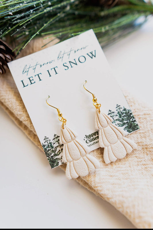 Winter Cream Christmas Tree Earrings